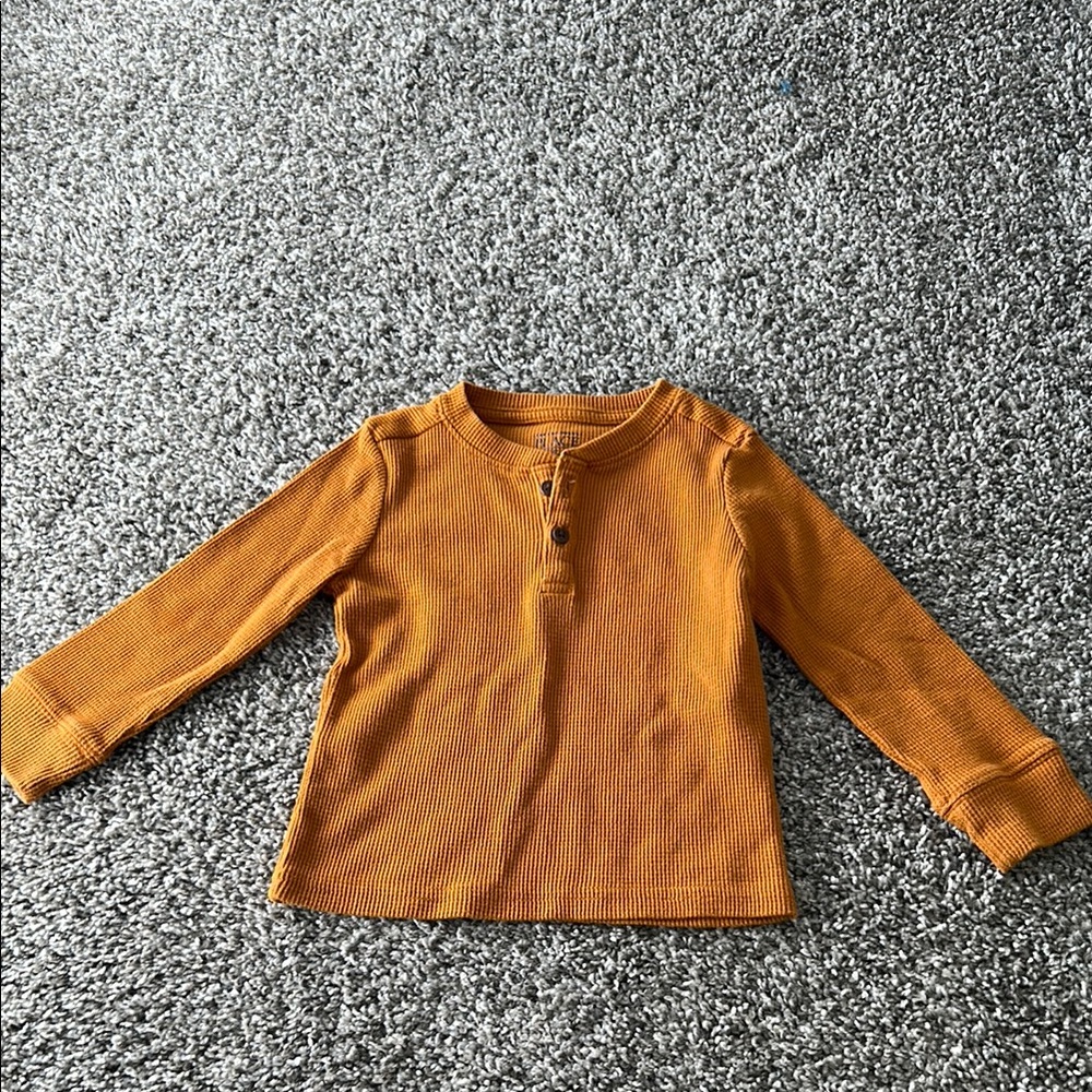 2T toddler boys long sleeve waffle shirt